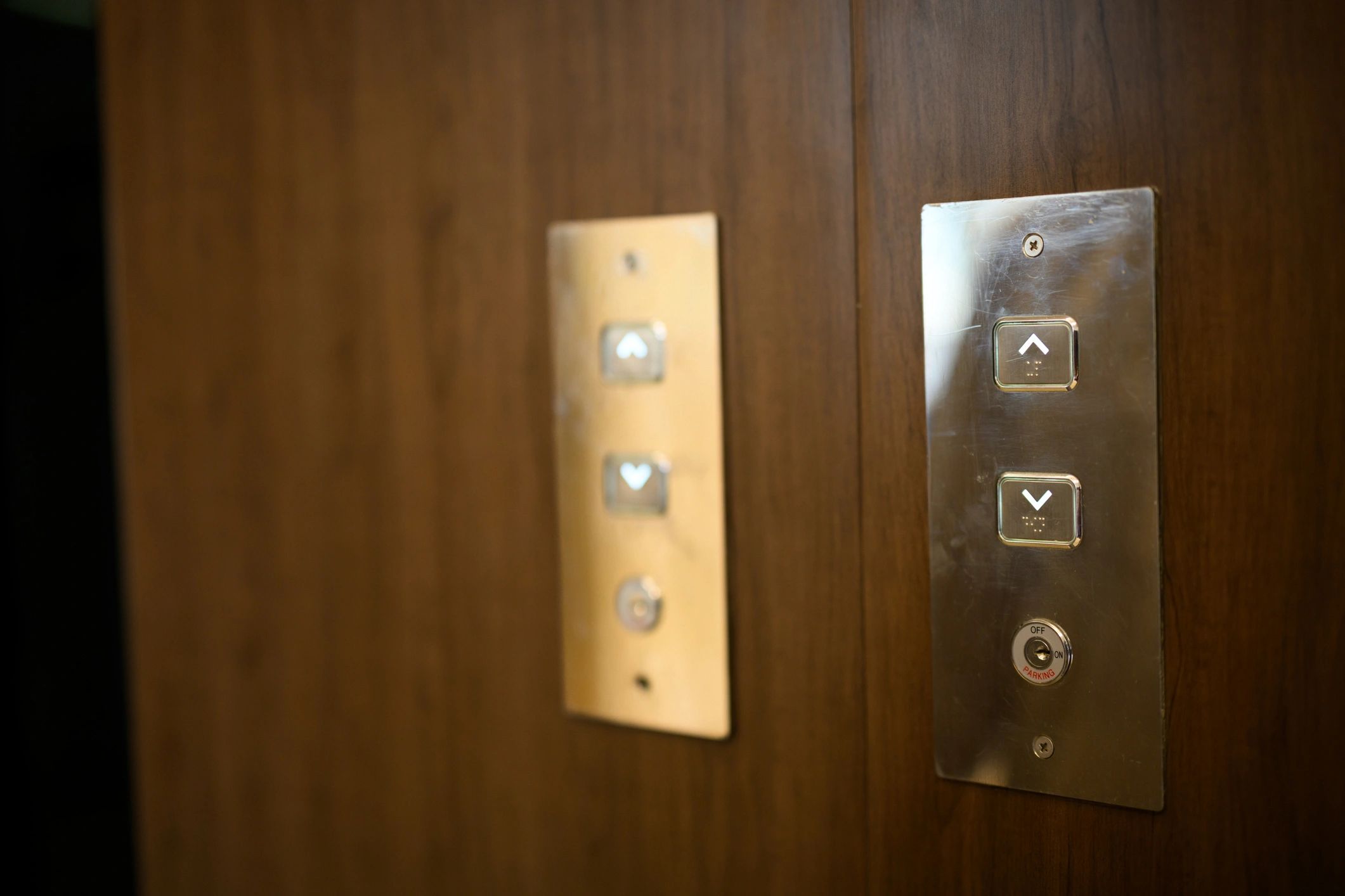 Close-up of elevator control panel buttons